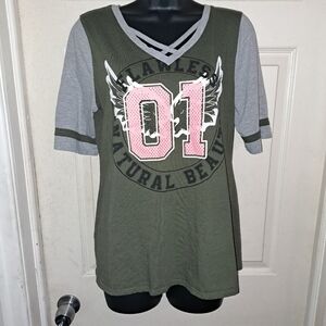 A-1 Bobbie brooks T- shirt Criss-Cross at neck.